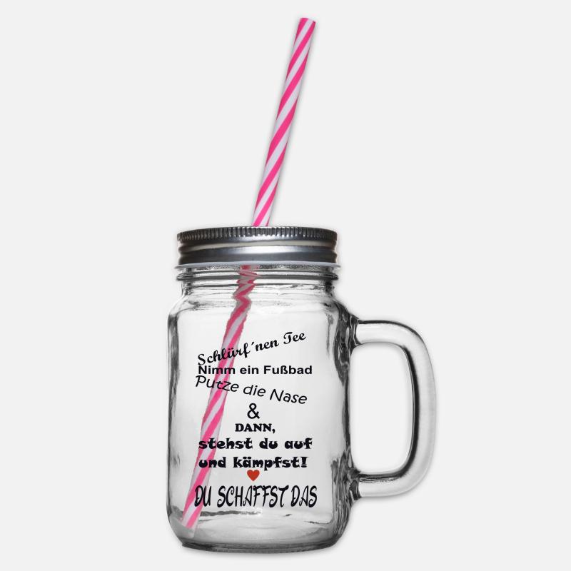 Motivation Mutmacher Spruch Kämpfe - Henkelglas mit Schraubdeckel - Klar