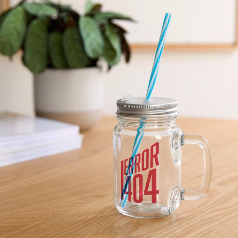 Code Error Error 404 Glass jar with handle and screw cap