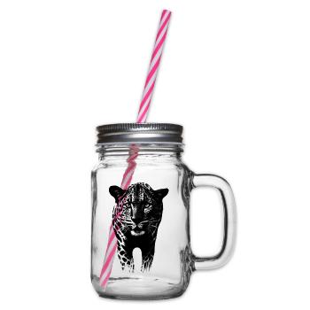 Leopard Gepard Raubkatze - Henkelglas mit Schraubdeckel - Klar - Rechts