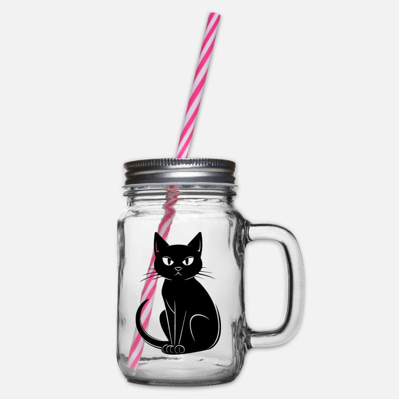 Katze Katzen Kätzchen Katzendame - Henkelglas mit Schraubdeckel - Klar