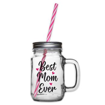 Best Mom Ever - Glass jar with handle and screw cap - clear - Right