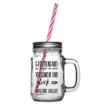 Lustiger Griechischer Spruch Griechenland Geschenk - Henkelglas mit Schraubdeckel - Klar - Rechts