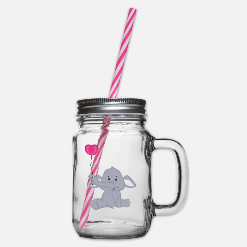 Bébé éléphant avec montgolfière coeur - Bocal à boisson - transparent