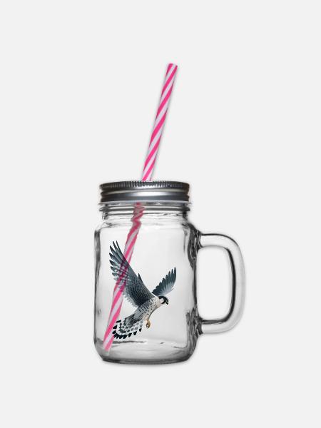 Wanderfalke im Flug - Henkelglas mit Schraubdeckel - Klar