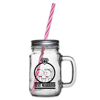 married couple just married 001 - Glass jar with handle and screw cap - clear - Right