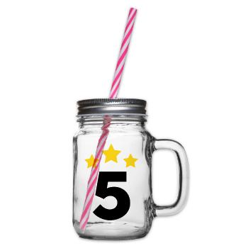 5 Year Star - 5th Anniversary Gift - Glass jar with handle and screw cap - clear - Right