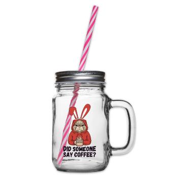 Quelqu’un a dit café ? Chat aux oreilles de lapin - Bocal à boisson - transparent - Droite