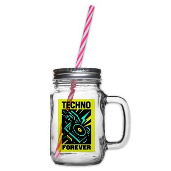 Techno Forever - Henkelglas mit Schraubdeckel - Klar - Rechts