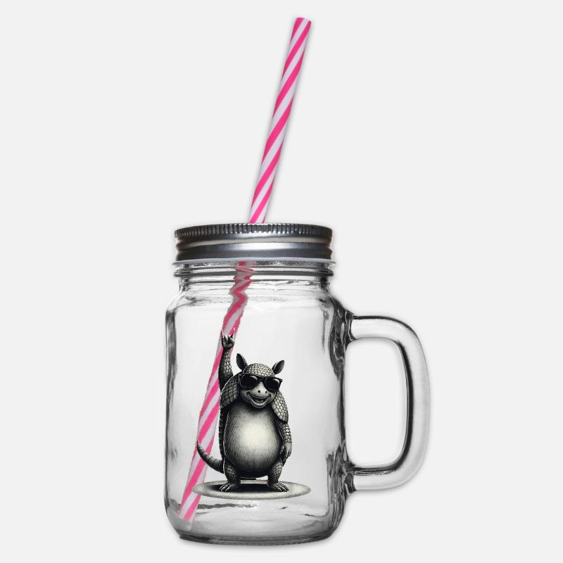 Cool Armadillo Rock Hand Design - Bocal à boisson - transparent