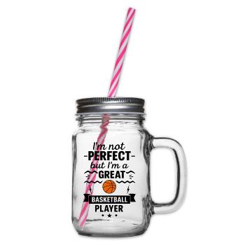 Nicht perfekt aber ein super Basketballer - Henkelglas mit Schraubdeckel - Klar - Rechts