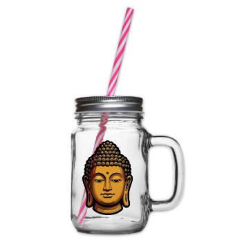 Golden Buddha Meditation Aura - Glass jar with handle and screw cap - clear - Right