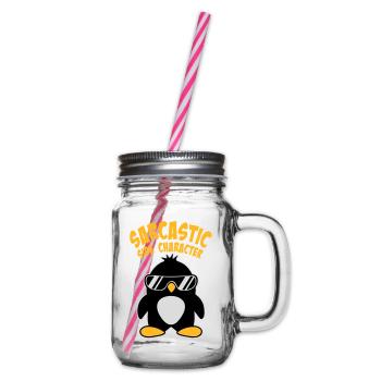 Logo des lunettes de soleil de personnage secondaire sarcastique du Pingouin - Bocal à boisson - transparent - Droite