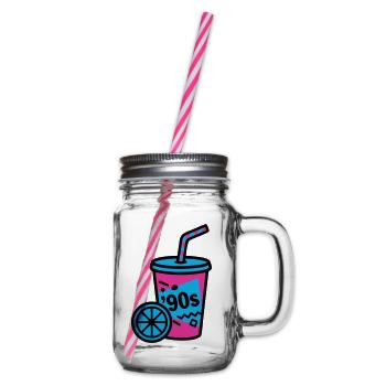 90s Retro Becher Slush Sommer - Henkelglas mit Schraubdeckel - Klar - Rechts