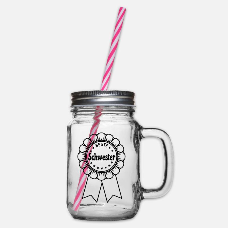 Beste Schwester - Henkelglas mit Schraubdeckel - Klar