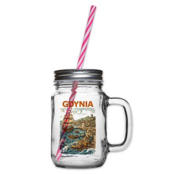Gdynia 1800 Vintage Grafik – Historischer Print - Henkelglas mit Schraubdeckel - Klar - Rechts