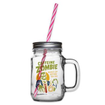 Caffeine Zombie – Kaffee vor dem Aufstehen - Henkelglas mit Schraubdeckel - Klar - Rechts