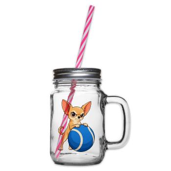 Chihuahua-Riesen-Tennisball - Henkelglas mit Schraubdeckel - Klar - Rechts