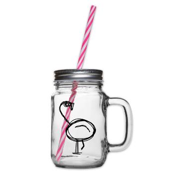 Flamingo handgezeichnet - Henkelglas mit Schraubdeckel - Klar - Rechts