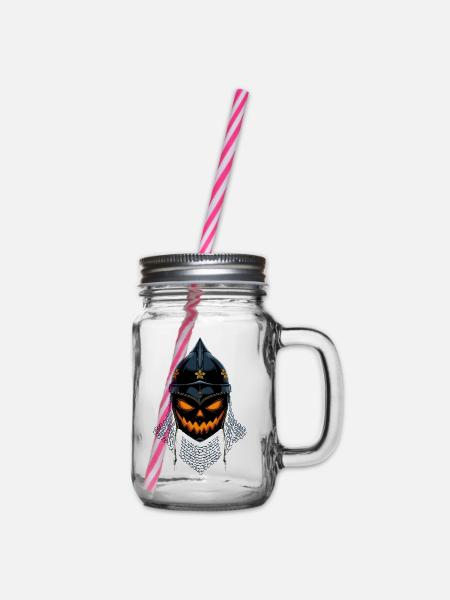 Kürbisritter Halloween - Henkelglas mit Schraubdeckel - Klar