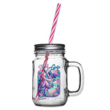 Find your Grip – Bouldern Spruch für Frauen - Henkelglas mit Schraubdeckel - Klar - Rechts