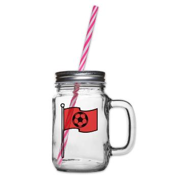 Rote Fussball Eckfahne Icon - Henkelglas mit Schraubdeckel - Klar - Rechts