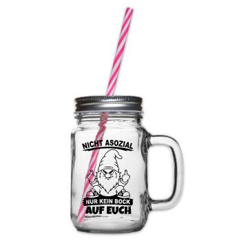 Nicht Asozial nur kein Bock auf euch - Henkelglas mit Schraubdeckel - Klar - Rechts