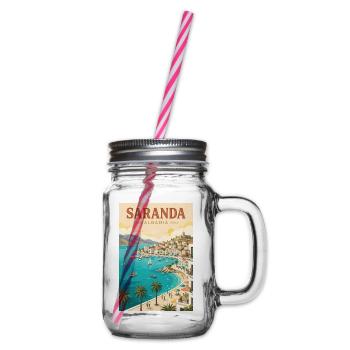 Entdecken Sie die albanische Riviera und Saranda - Henkelglas mit Schraubdeckel - Klar - Rechts