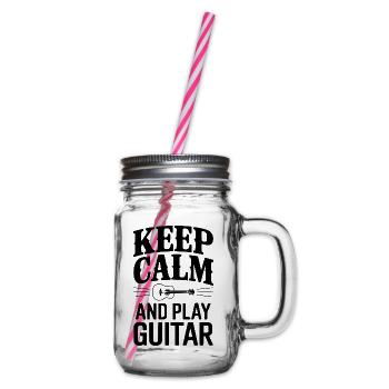 Bleib ruhig und spiel Gitarre - Henkelglas mit Schraubdeckel - Klar - Rechts
