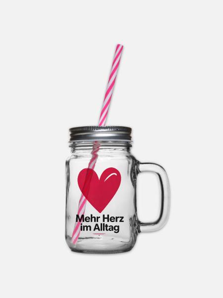 Mehr Herz im Alltag - Henkelglas mit Schraubdeckel - Klar