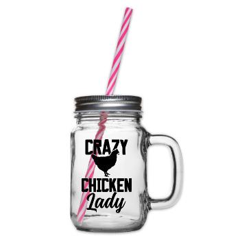 Crazy Chicken Lady - Henkelglas mit Schraubdeckel - Klar - Rechts
