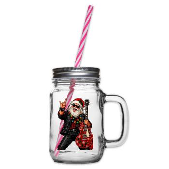 Santa Rock Weihnachtsgitarre - Henkelglas mit Schraubdeckel - Klar - Rechts