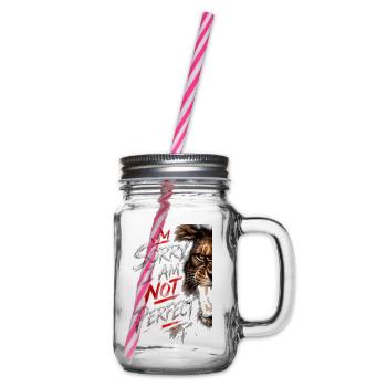Nicht perfekte Tigerbürsten-Grafik - Henkelglas mit Schraubdeckel - Klar - Rechts
