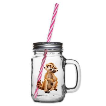 Müdes Cartoon-Erdmännchen - Henkelglas mit Schraubdeckel - Klar - Rechts
