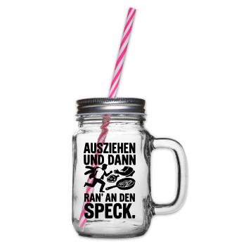 ausziehen ran an den speck - Henkelglas mit Schraubdeckel - Klar - Rechts