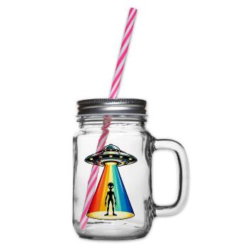 Rainbow Beam UFO-Entführung - Henkelglas mit Schraubdeckel - Klar - Rechts