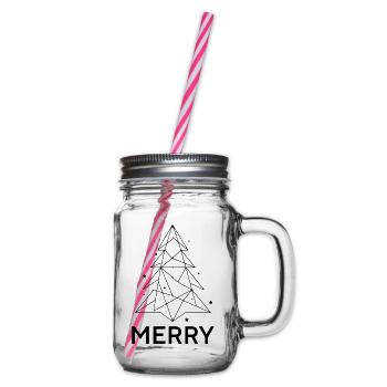 MERRY Chrismas - Weihnachtsbaum Minimalistisch - Henkelglas mit Schraubdeckel - Klar - Rechts