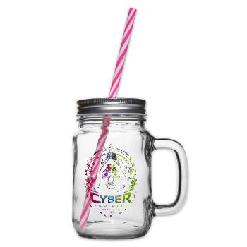 Cyber Spirit Skull Neon – Halloween-Horror - Henkelglas mit Schraubdeckel - Klar - Rechts