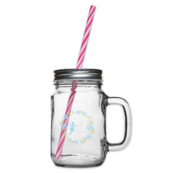 Couronne florale décorative avec des roses bleues et une fée - Bocal à boisson - transparent - Droite