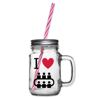 ★ Design colors changeable ★ I love meetings - Glass jar with handle and screw cap - clear - Right