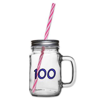 100. 100 JAHRE. 100-JÄHRIGES JUBILÄUM. 100. GEBURTSTAG - Henkelglas mit Schraubdeckel - Klar - Rechts