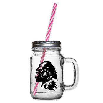 Gorilla Symbol Silhouette - Henkelglas mit Schraubdeckel - Klar - Rechts