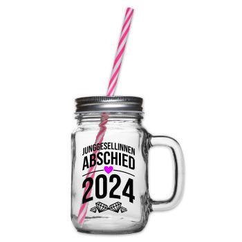 Hen Party 2024 Bride - Glass jar with handle and screw cap - clear - Right