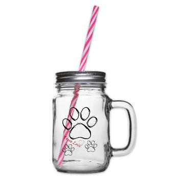 Pfote Tatze Hund True Love - Henkelglas mit Schraubdeckel - Klar - Rechts