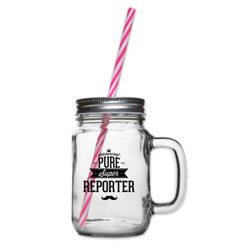 100 Prozent super Reporter - Henkelglas mit Schraubdeckel