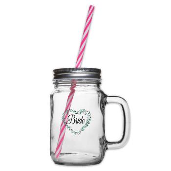flowerheart_green_bride - Glass jar with handle and screw cap - clear - Right
