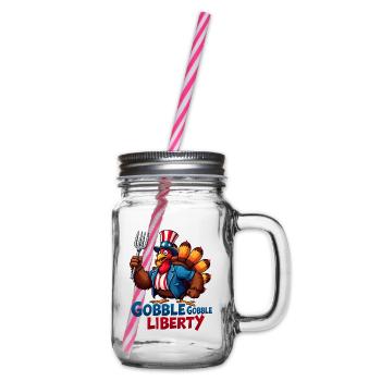 Gobble Gobble Liberty - Henkelglas mit Schraubdeckel - Klar - Rechts