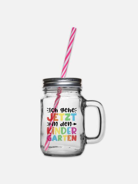 Ich Gehe Jetzt In Den Kindergarten - Kindergarten - Henkelglas mit Schraubdeckel - Klar