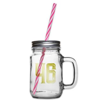 46 Number Symbol - Glass jar with handle and screw cap - clear - Right