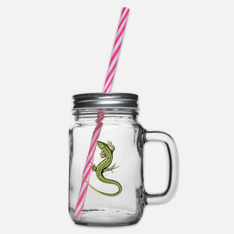 Eidechse - Henkelglas mit Schraubdeckel - Klar