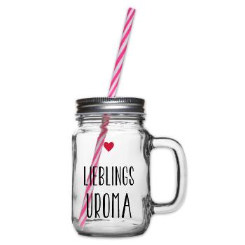 Uroma Lieblingsuroma Herz Geschenk - Henkelglas mit Schraubdeckel - Klar - Rechts
